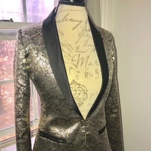 Gold Print Tuxedo Blazer